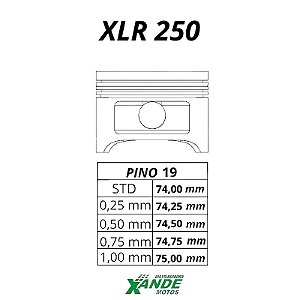 PISTAO KIT XLR 250 RIK 0,75