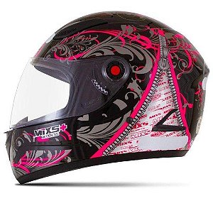 CAPACETE MIXS MX FOKKER RACING GIRLS PRETO C/ ROSA 58