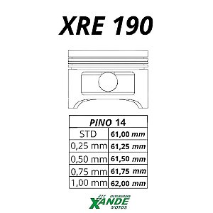 PISTAO KIT XRE 190 MHX 0,50