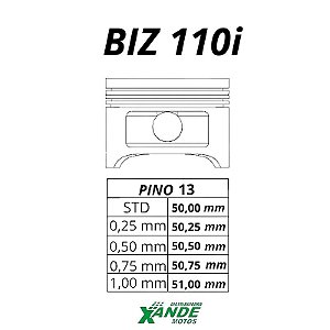 PISTAO KIT BIZ 110I / POP 110I VINI 0,50