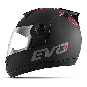 CAPACETE PRO TORK EVOLUTION 788 G8 EVO SOLID PRETO FOSCO C/ VERMELHO 58