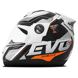 CAPACETE PRO TORK EVOLUTION 788 G8 EVO BRILHANTE BRANCO C/ LARANJA 60