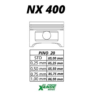 PISTAO KIT NX 400 FALCON  KMP/ RIK 0,75