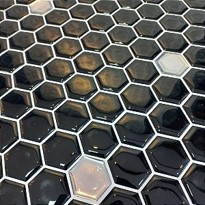 Pastilha Hexagone Preta com Pontos Espelhados Adesiva EPLHE370ESP - UNIDADE