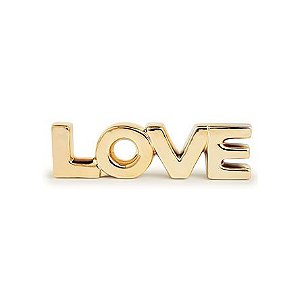 Enfeite em Porcelana Dourado - Love