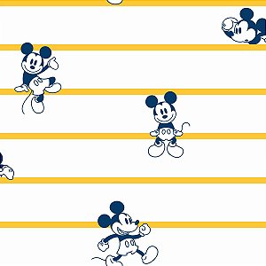 Papel de Parede Disney Mickey Listrado Amarelo EPLDI0931A