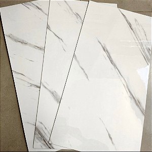 Kit com 10 peças de Placas Marmorizadas Adesiva - 30x60cm - Branco Carrara