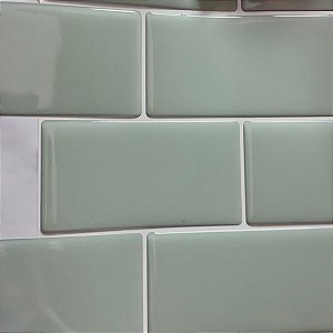 Pastilha Adesiva Resinada Subway Verde Menta Rejunte Branco - UNIDADE