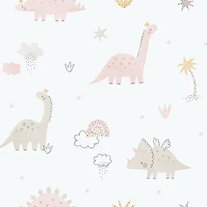 Papel de Parede Dinossauro Rosa - Enz