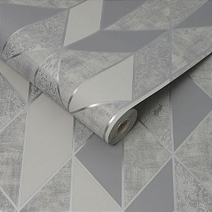 Papel de Parede Geometrico Prata e Cinza Lanc