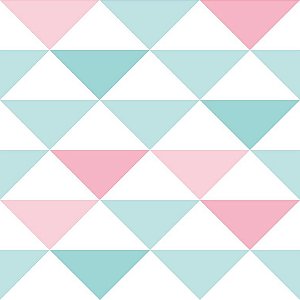 Papel de Parede Triangulo  Rosa e Azul - Brincar