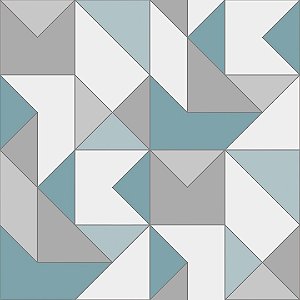 Papel de Parede Geométrico Azul Turquesa, Cinza e Branco Contemporâneo