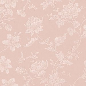 Papel de Parede Florido Rosa e Branco Contemporâneo