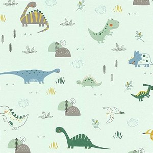 Papel de Parede Dinossauro baby  verde - Bambinos