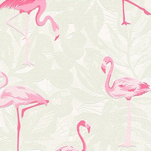 Papel de Parede Flamingo fundo claro - Boys and Girls