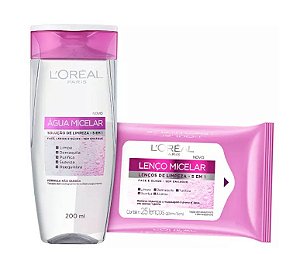 Kit Limpeza Facial Loreal Agua Micelar + Lenços 5 Em 1