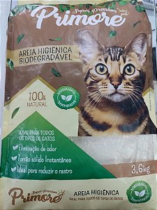 Areia Higiênica Biodegradável de Mandioca Primore 3.6kg