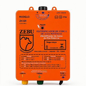 Aparelho Choque Elétrico Cerca Rural Zebu Eletrificador Zk120 127/220V Bivolt Alta Potência Com Regulagem