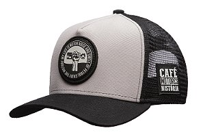 Boné Trucker Enjoy the history - Cinza com aba preta