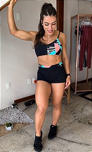 Short Academia Feminino Cintura Alta - Céu De Ipanema | Preto