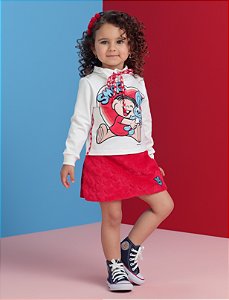 Calças de dia meninas bonitas manga longa dia dos namorados conjunto  elegante top roupas e conjunto infantil vestido branco (vermelho, 1-2 anos)