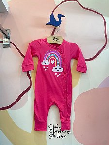 Macacao Manga Longa Fakini Infantil Fem Arco Iris Pink