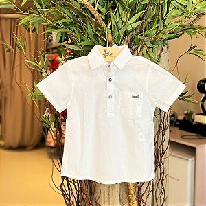 Camisa Manga Curta Oliver Infantil Masc  Bata C/ Bolso Branco