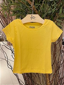 Blusa Manga Curta Fakini Infantil Fem Basica Amarelo