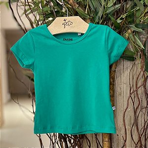 Blusa Manga Curta Fakini Infantil Fem Basica Verde