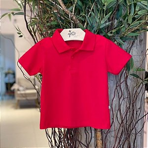 Camiseta Manga Curta Fakini Infantil Masc  Polo Basica Vermelho