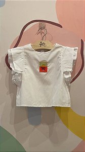 Blusa Manga Curta Charpey Infantil Fem Paradise Tricoline Branco