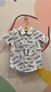Camisa Manga Curta Charpey Infantil Masc  Lettering Tricoline Branco
