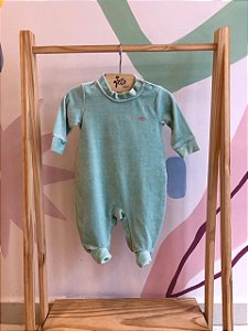 Macacao Manga Longa Hug Infantil Unissex Plush Liso Verde