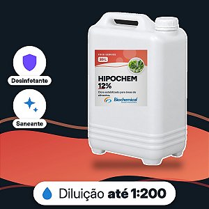 Hipochem 12% - Desinfetante a base de cloro estabilizado - 20 L