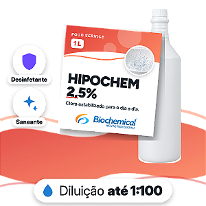 Hipochem 2,5% - Desinfetante a base de cloro estabilizado - 01 L - UNIP