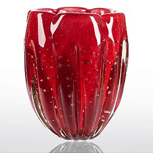 Vaso de Decoração em Murano - Vermelho Intenso - Jelly - Tam M