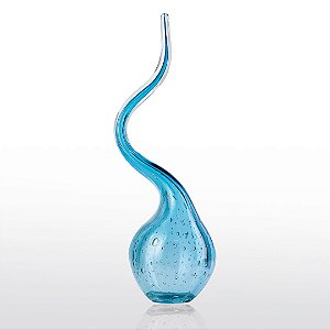 Gota de Decoração em Murano - Aquamarine- Curly - Tam M