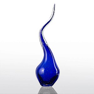 Gota de Decoração em Murano - Azul Safira - Curly - Tam P