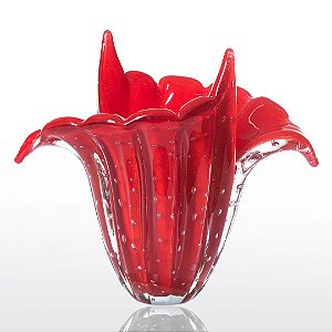 Vaso de Decoração em Murano - Vermelho Intenso - Trento - P