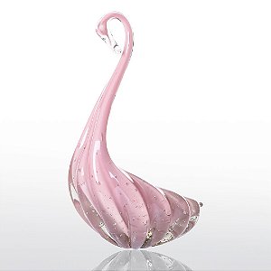 Cisne de Decoração em Murano - Rosa Candy- P