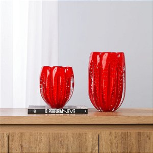 Kit em Murano  - Vasos Jelly - Vermelho Intenso