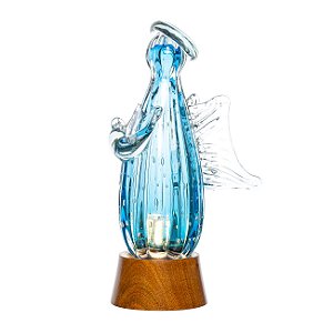Luminária de Decoração em  Murano - Anjo Gabriel - Aquamarine - G
