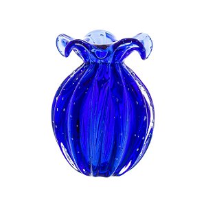 Vaso de Decoração Trouxinha em Murano - Azul Safira - Little Pack - Tam P