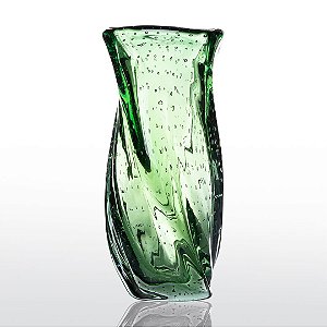 Vaso de Decoração em Murano - Verde Esmeralda - Twist - Tam P