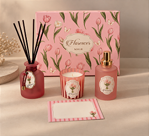 Kit Florescer - Vela, Difusor e Home Spray - Damasco e Pimenta Branca