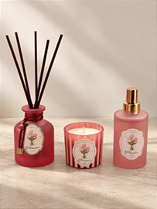 Trio Florescer - Vela, Difusor e Home Spray - Damasco e Pimenta Branca