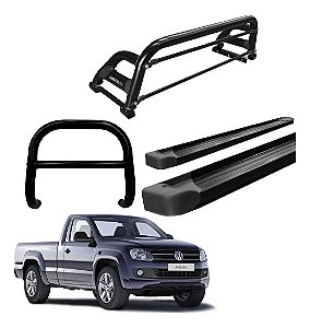 Kit Quebra Mato|estribo Alumínio /santo H2/amarok Cs Preto