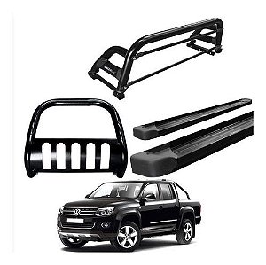 Kit Quebra Mato|estribo Pl/santo Antônio H2/amarok Cd Preto