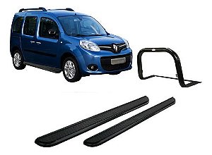 Kit Quebra Mato+estribo Chapa Kangoo Cor Preto