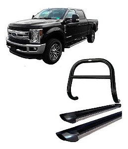 Kit Quebra Mato C/barra Estribo Personalizado Preto F250